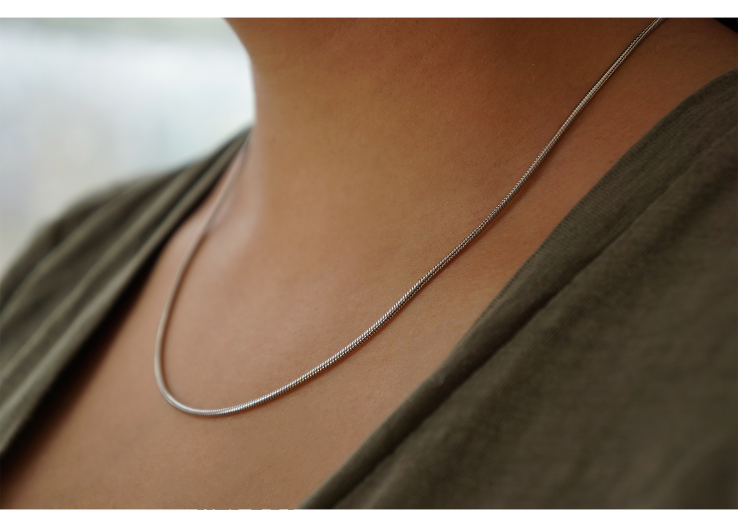 Minimalist Sterling Silver Snake Chain - Elegant 18-Inch Silver Necklace - Hypoallergenic & Waterproof